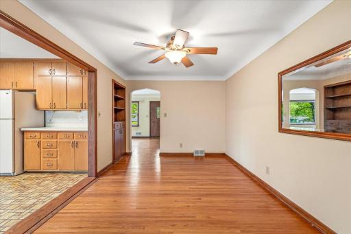 The perfect place for everyday meal, yet large enough to entertain for holidays too! - see the built in hutch to the left.