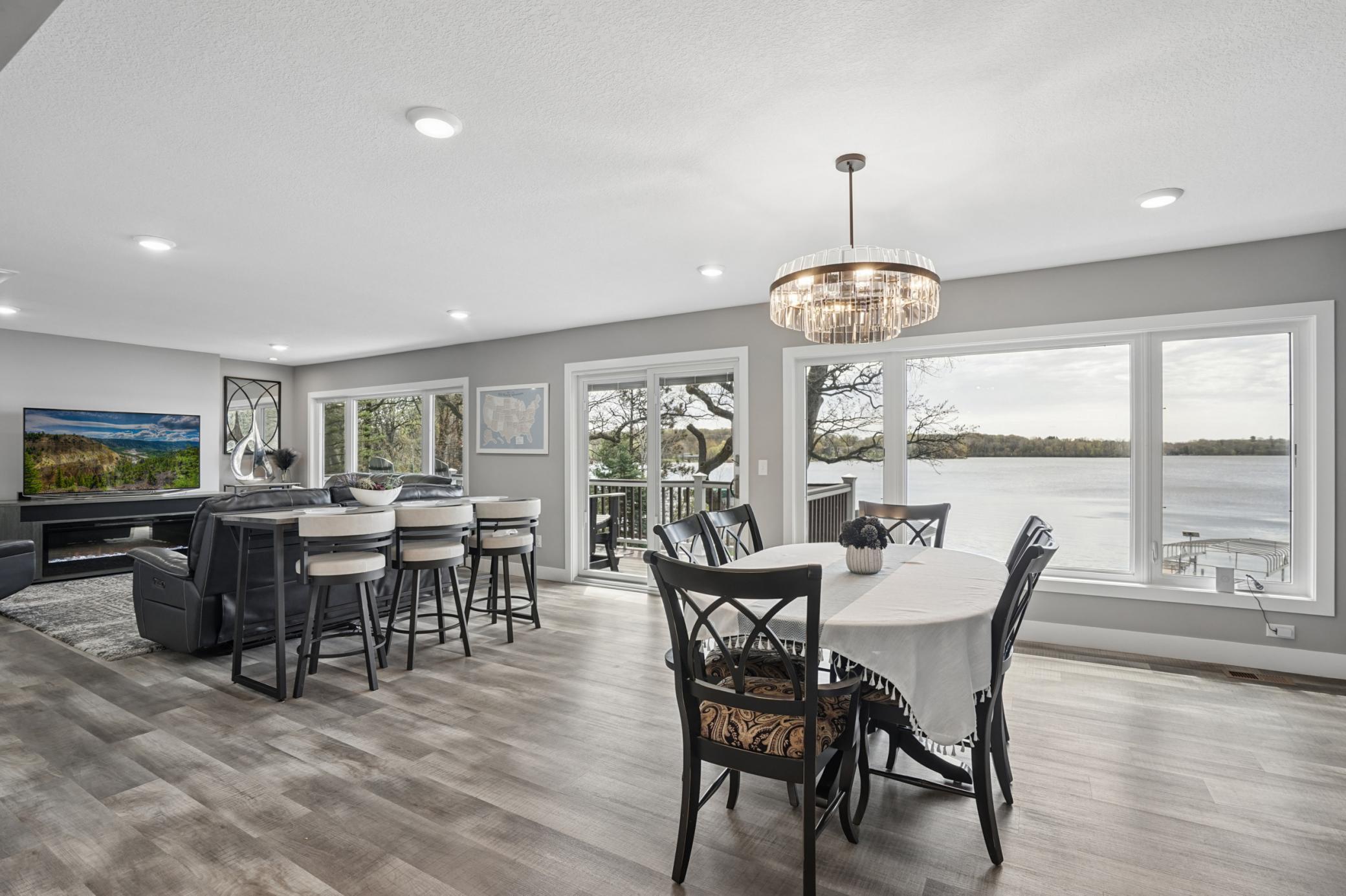 Open upper level with oversized windows