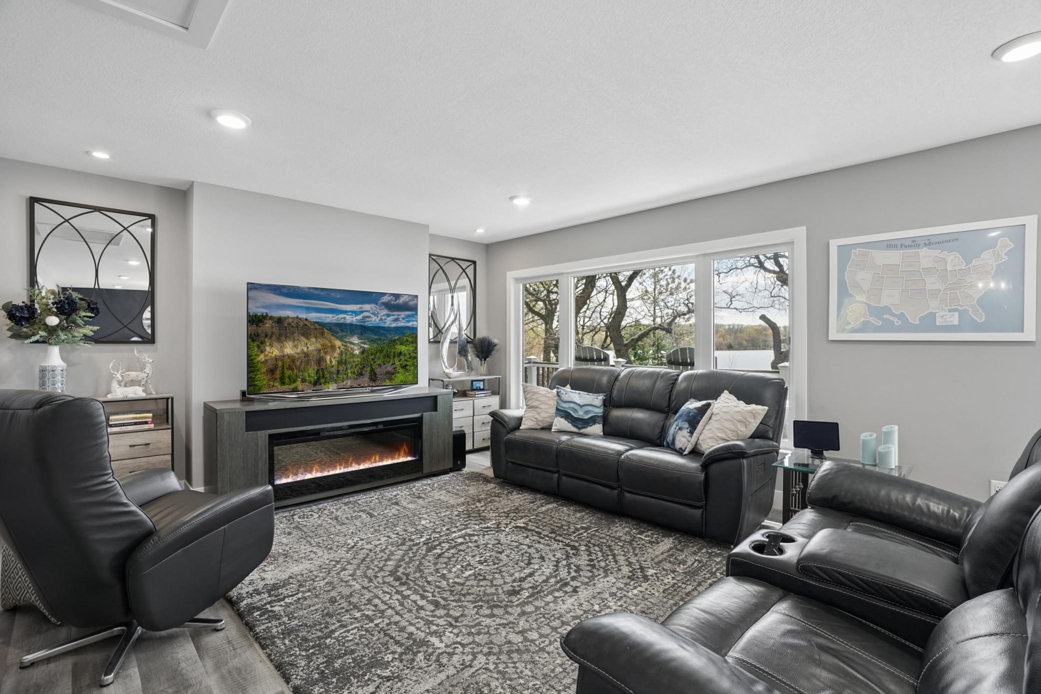 Living room with electric fireplace