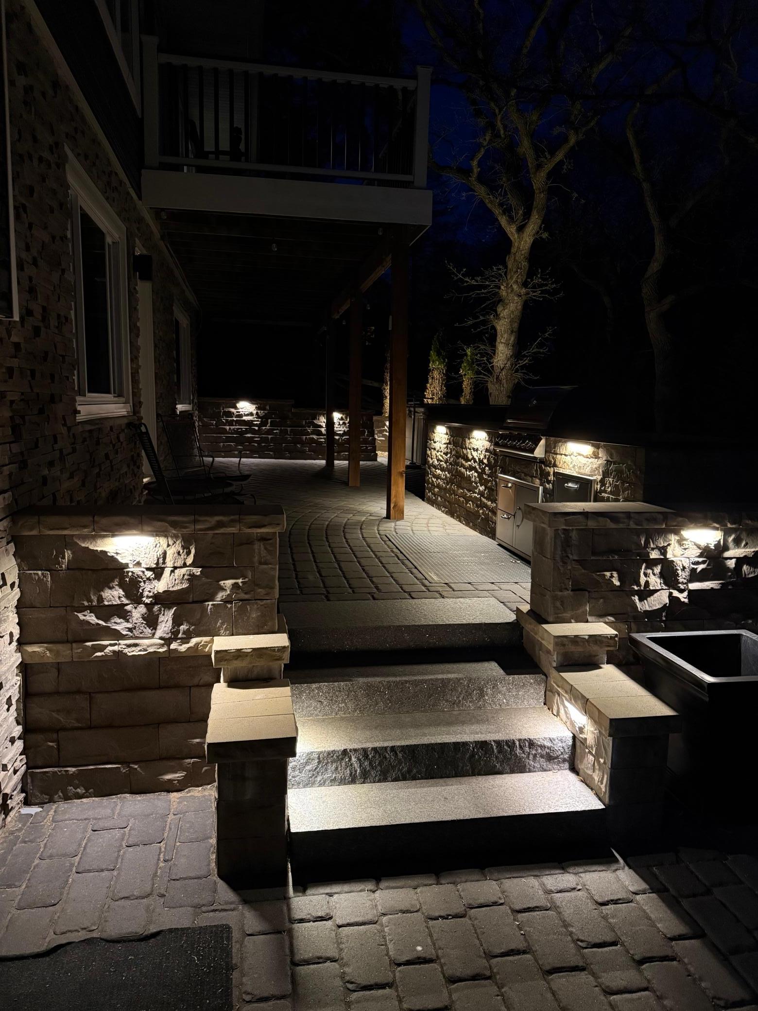 Built in lighting in the patio and outdoor kitchen