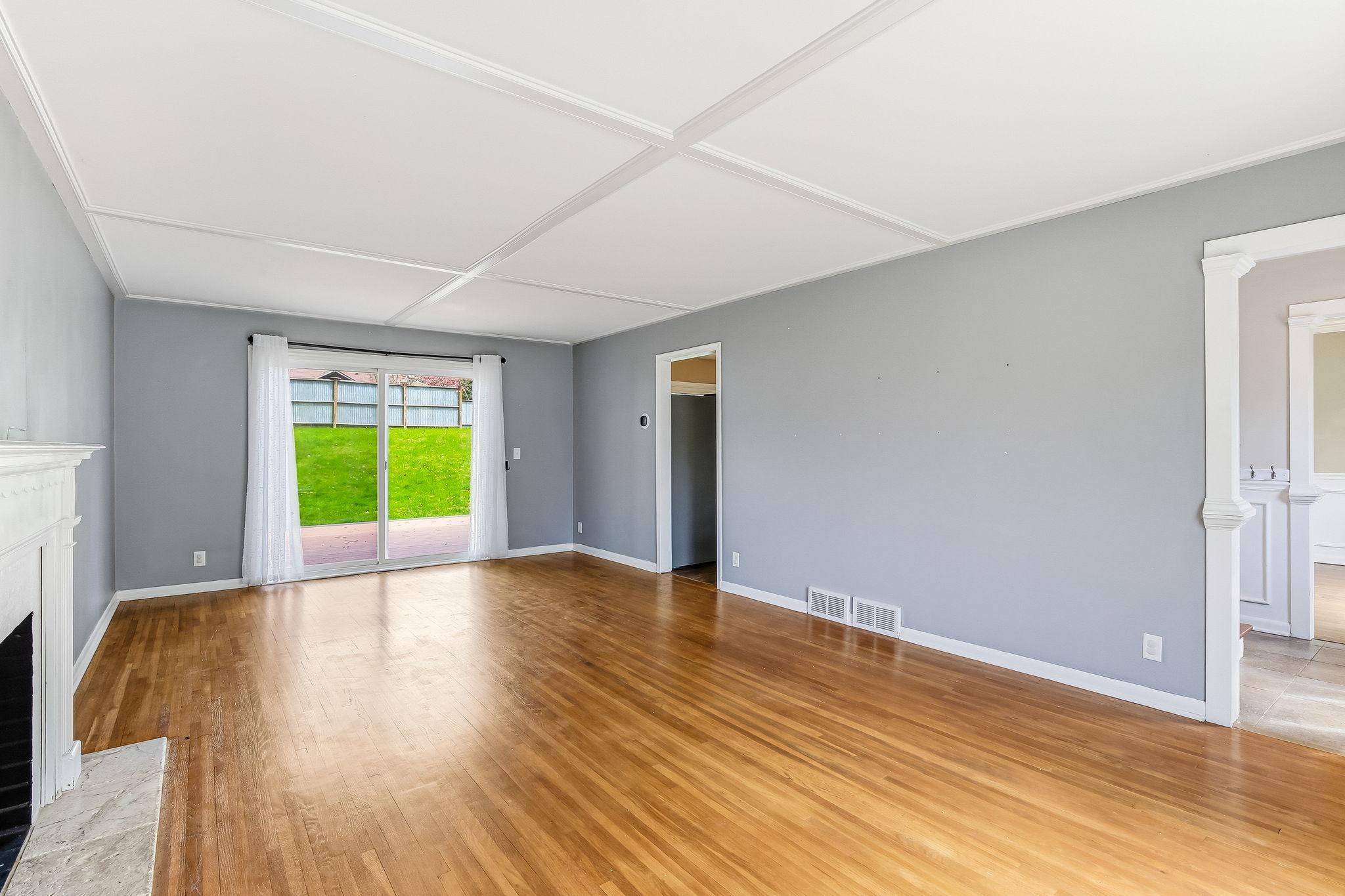 living room to informal din and deck