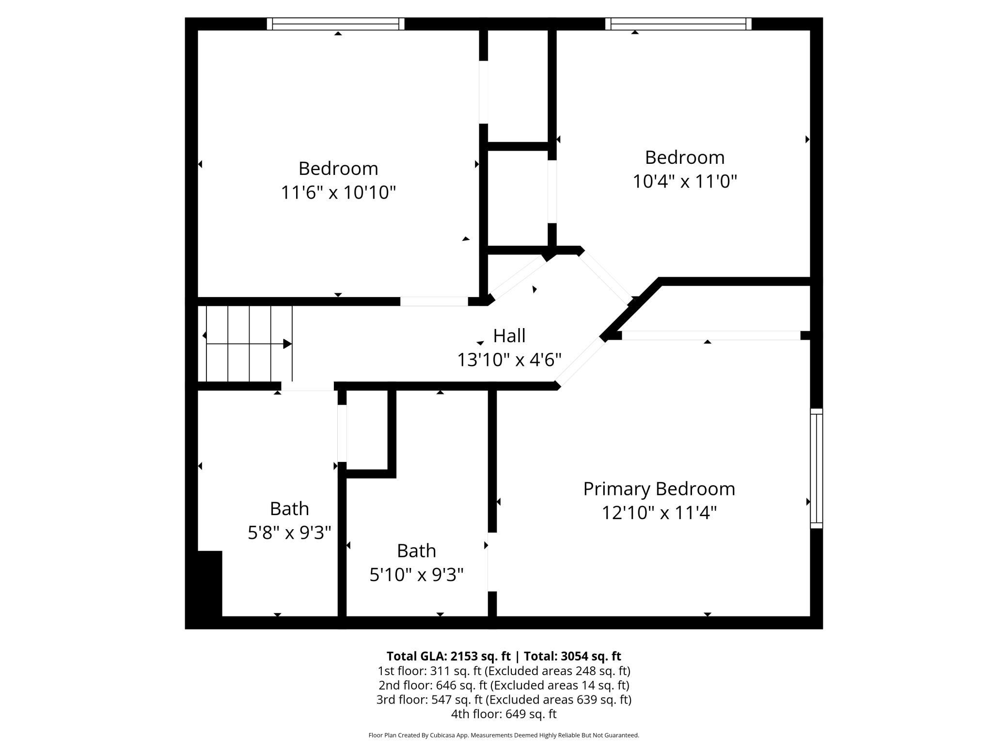 Upper Level Floor Plan with Measurements