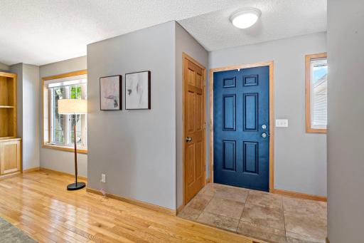 Front entry includes tiled floors, front closet and hooks right off the laundry/mudroom