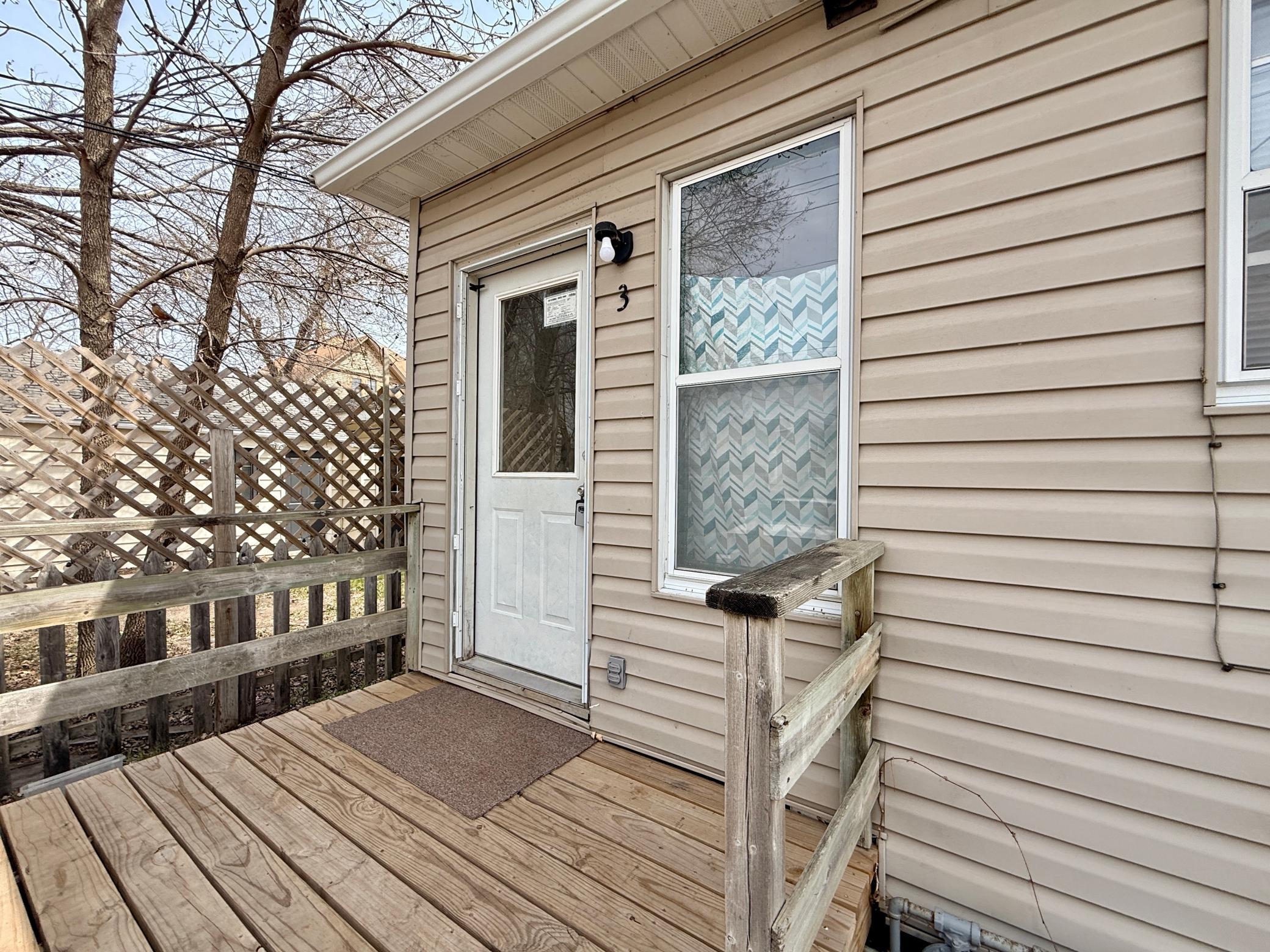 Porch and Entrance to Unit 3 (basement).