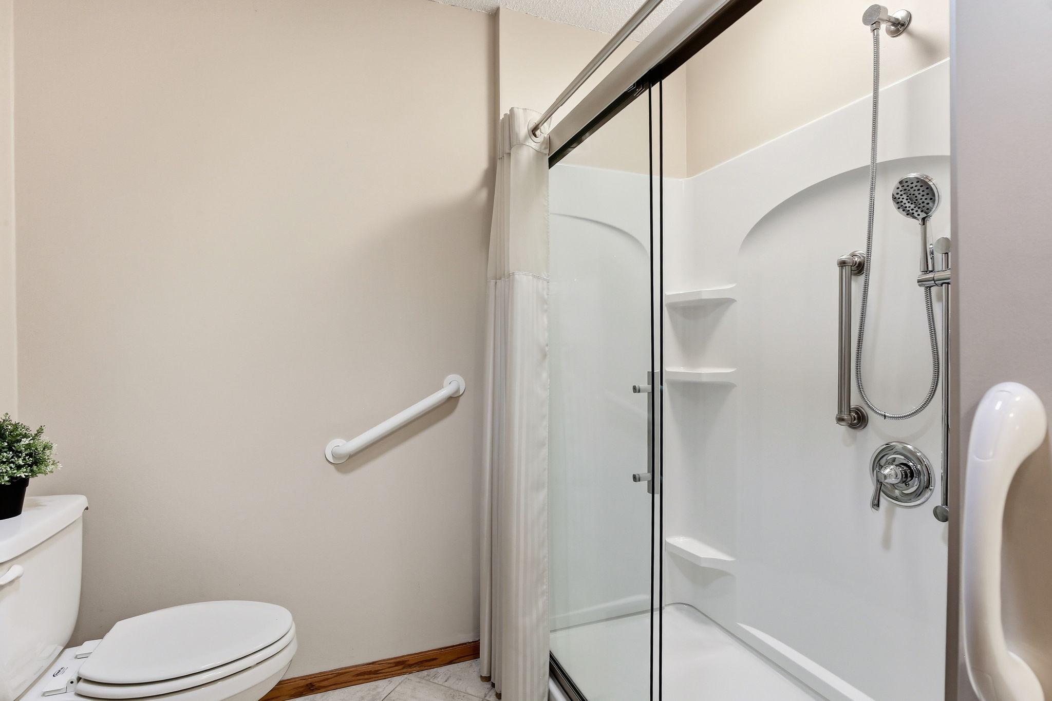 Close-up of updated shower.