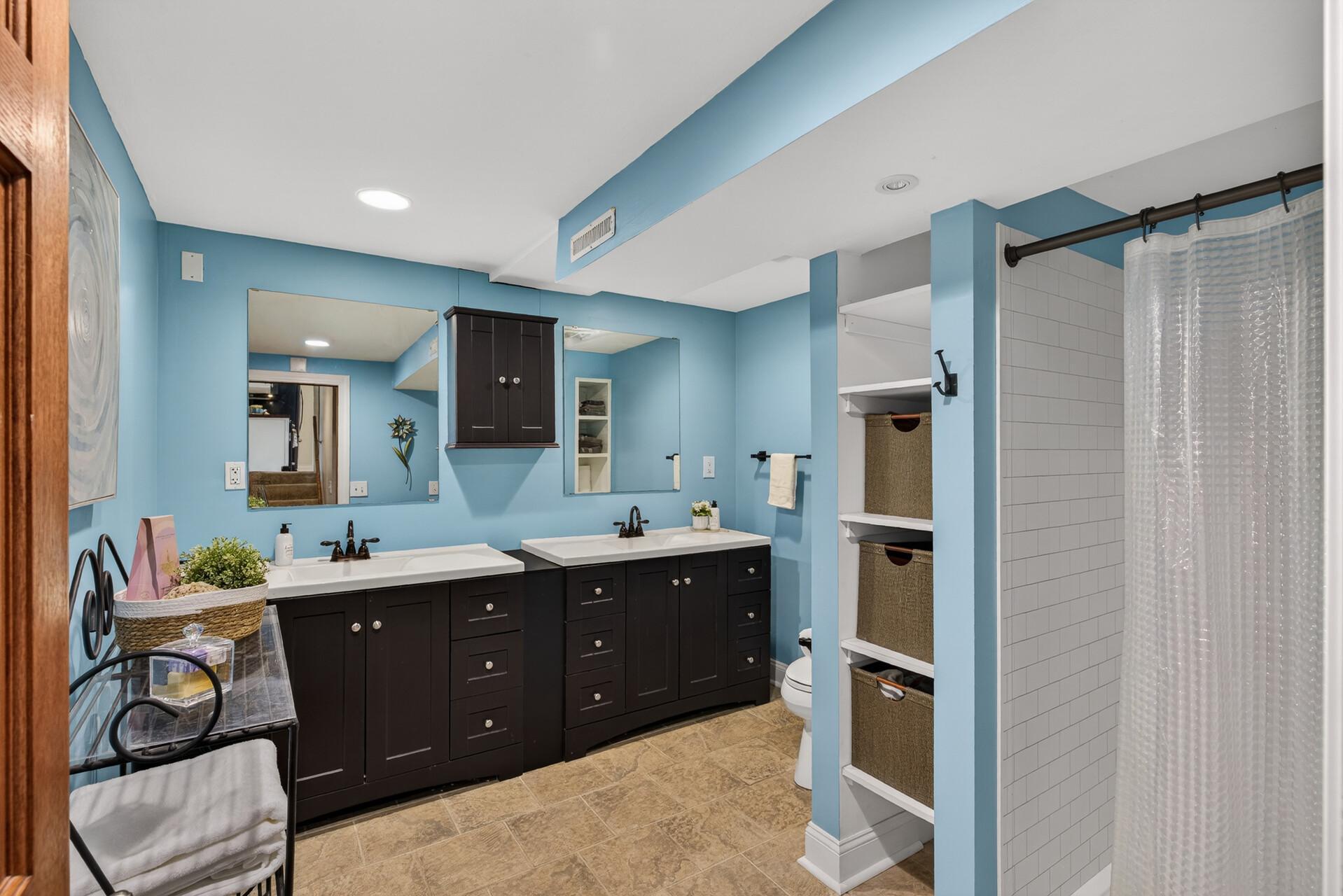 Double Vanity & shower in updated Bath!
