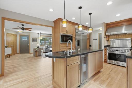 Light wood accents continue through the kitchen.