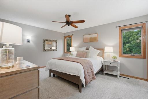 Main level primary suite is cozy and sunlit!
