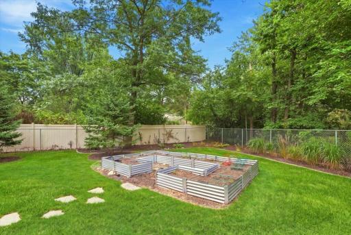 Raised garden beds for flowers or produce.