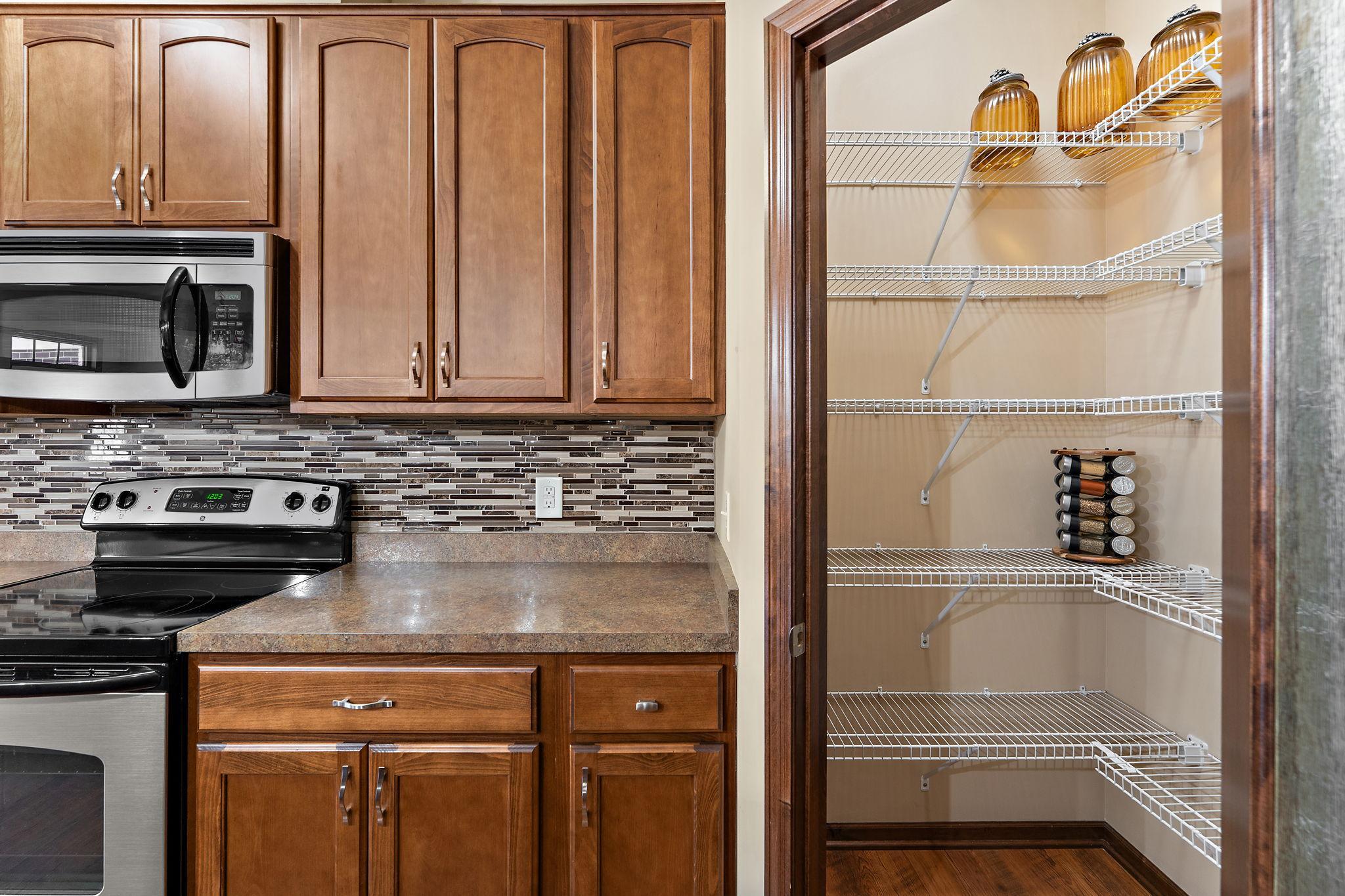 Very large corner pantry.