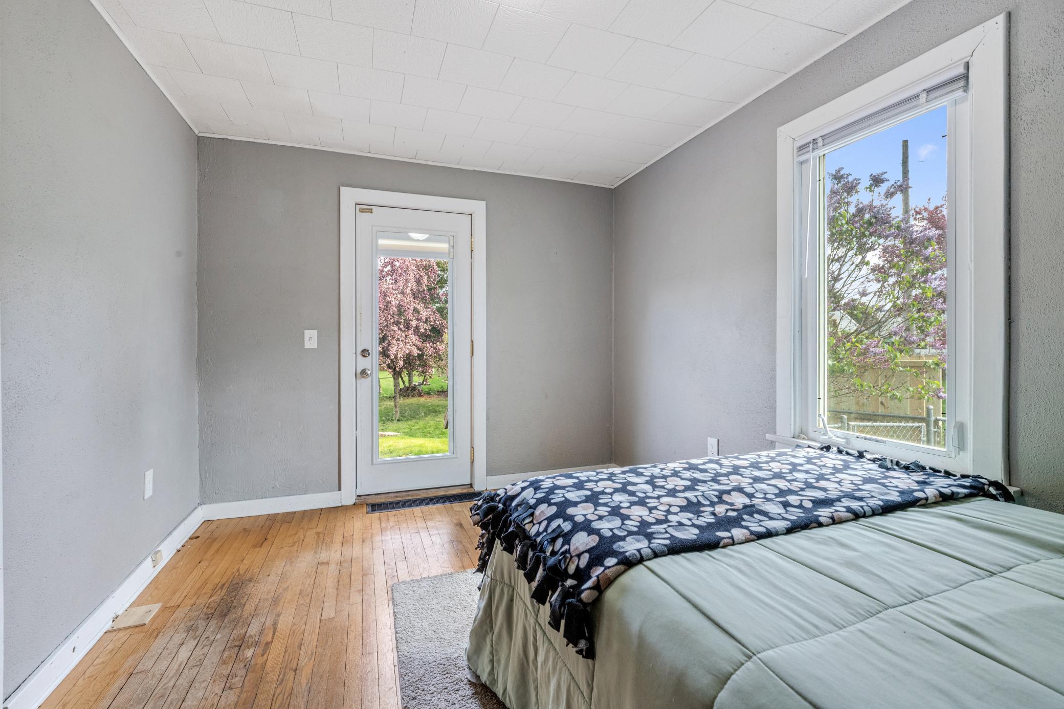 Walk out of the bedroom to a patio. Coffee? Yes please!