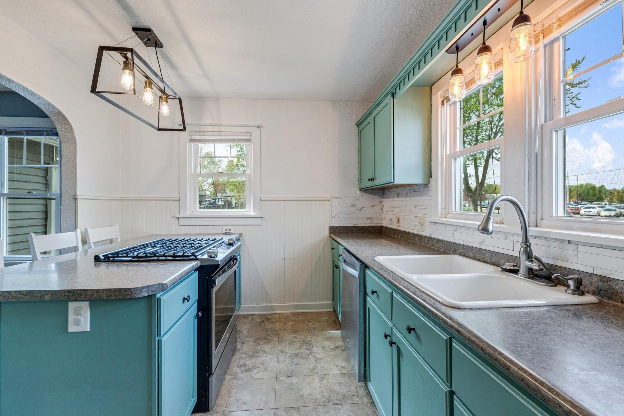 Open kitchen with a sunny window