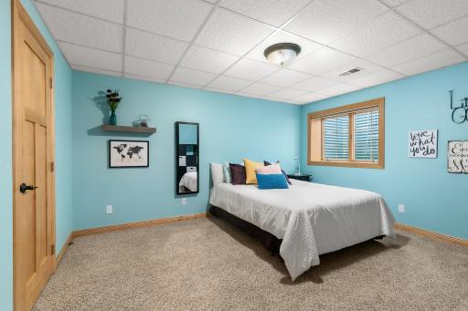 Ample space in this lower level bedroom with a walk in closet.