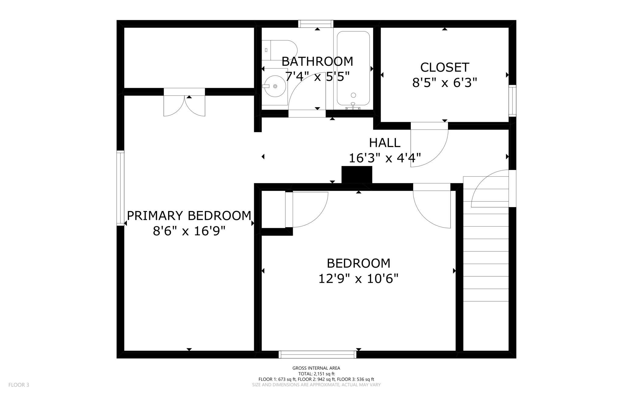 Upstairs floor plan.