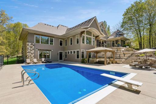 The 40' x 20' saltwater pool is heated by the geothermal HVAC system and features a new liner (2024) and filter (2025).