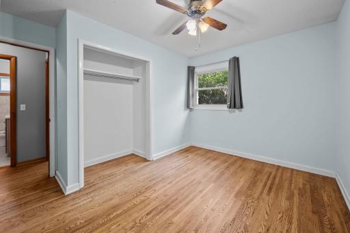 The Primary Bedroom boasts ample closet space and beautiful hardwood floors