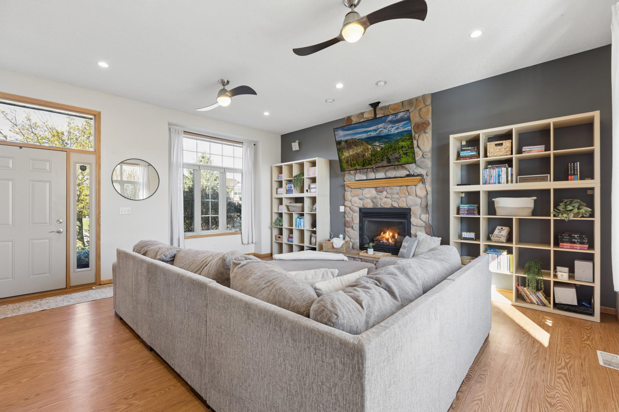 You will LOVE this space... wonderful stone gas fireplace and soothing paint colors.. this space is calming and feels like home
