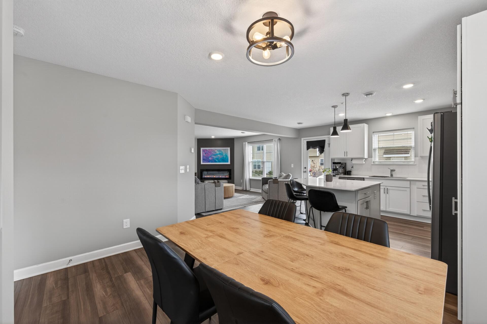 informal dining, kitchen, living room