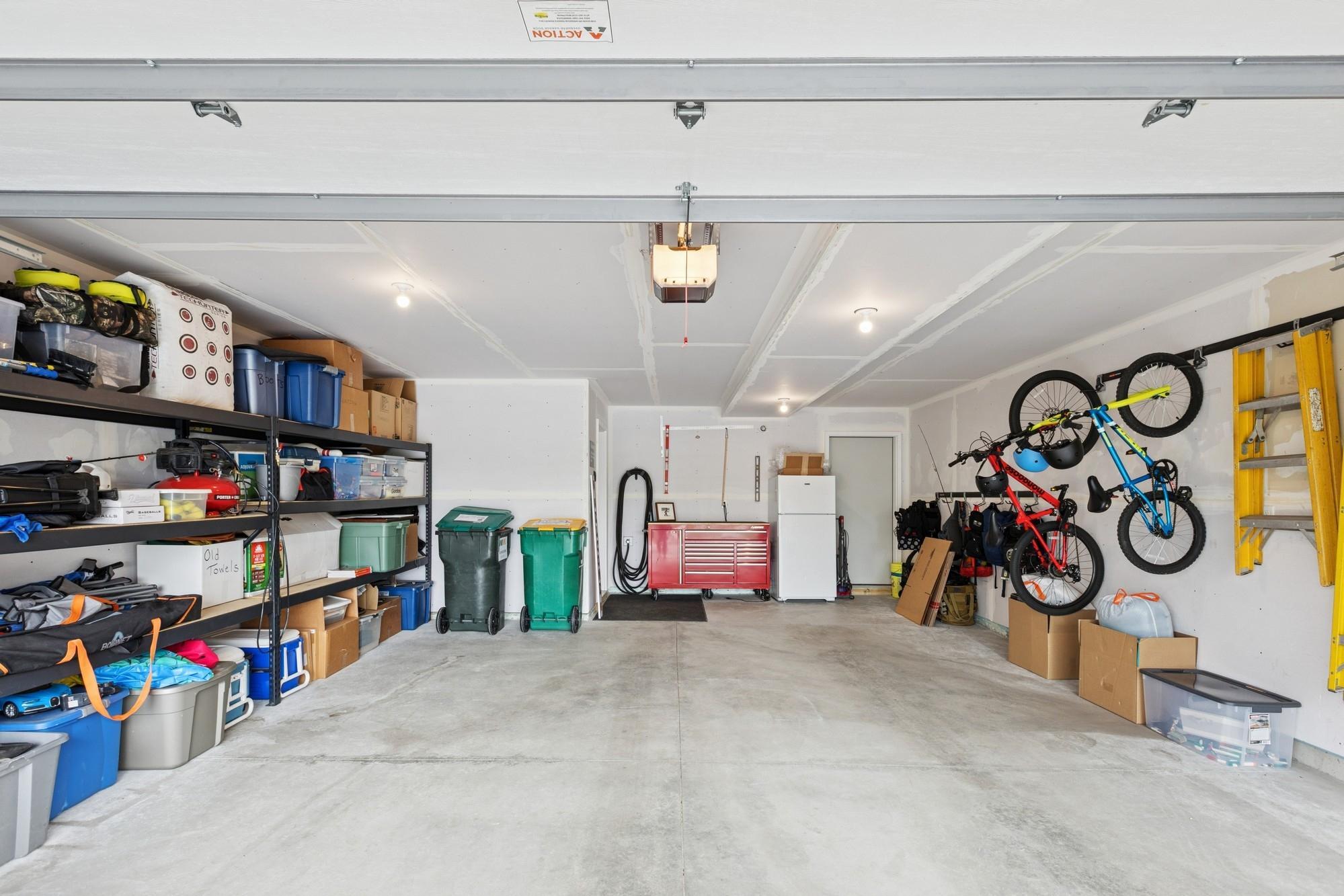 Oversized 2 car garage with plenty of storage