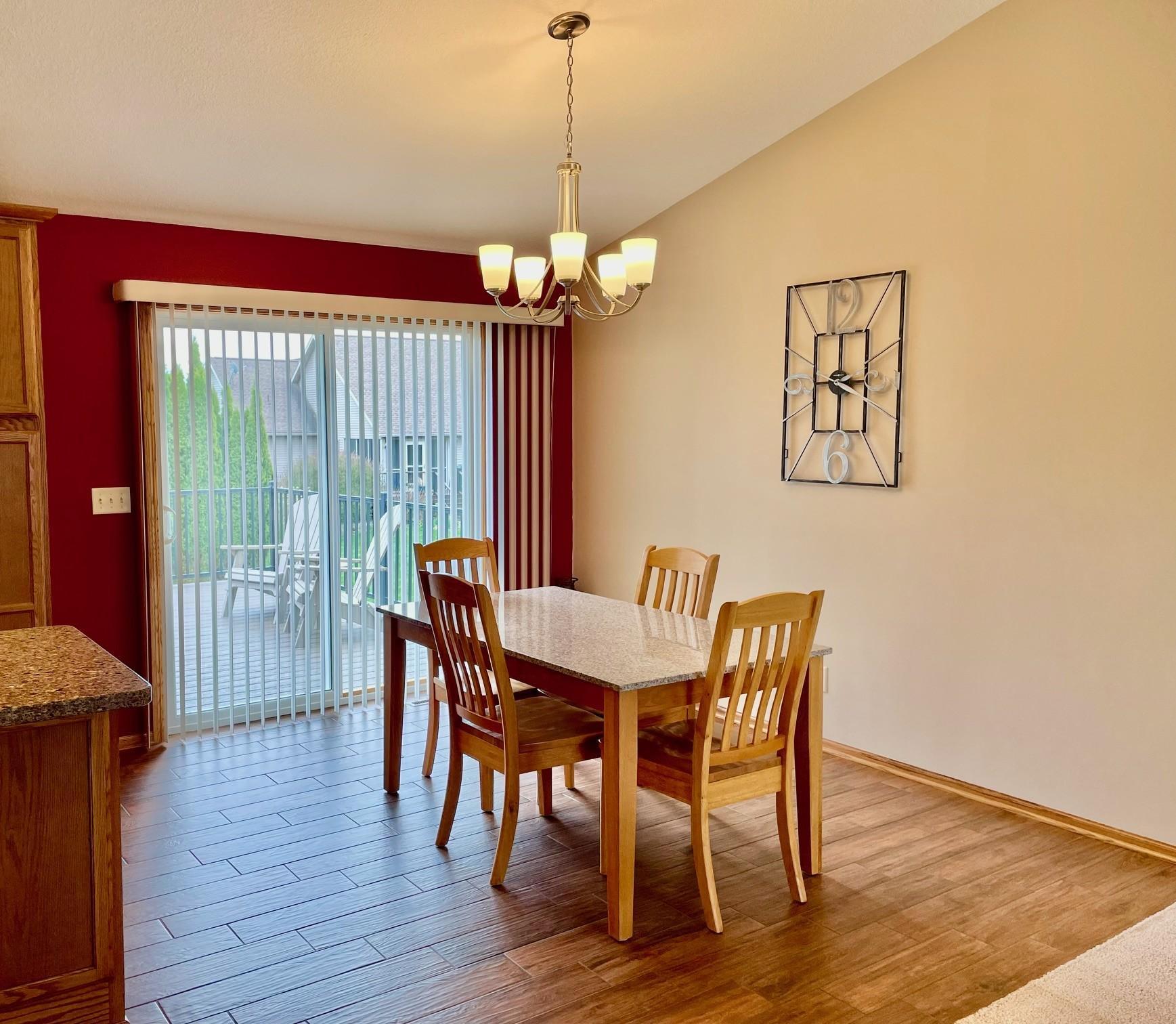 Dining room with patio doors to deck
