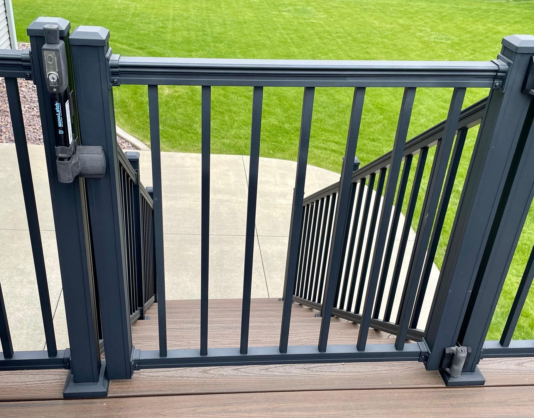 Deck has gate to stairway