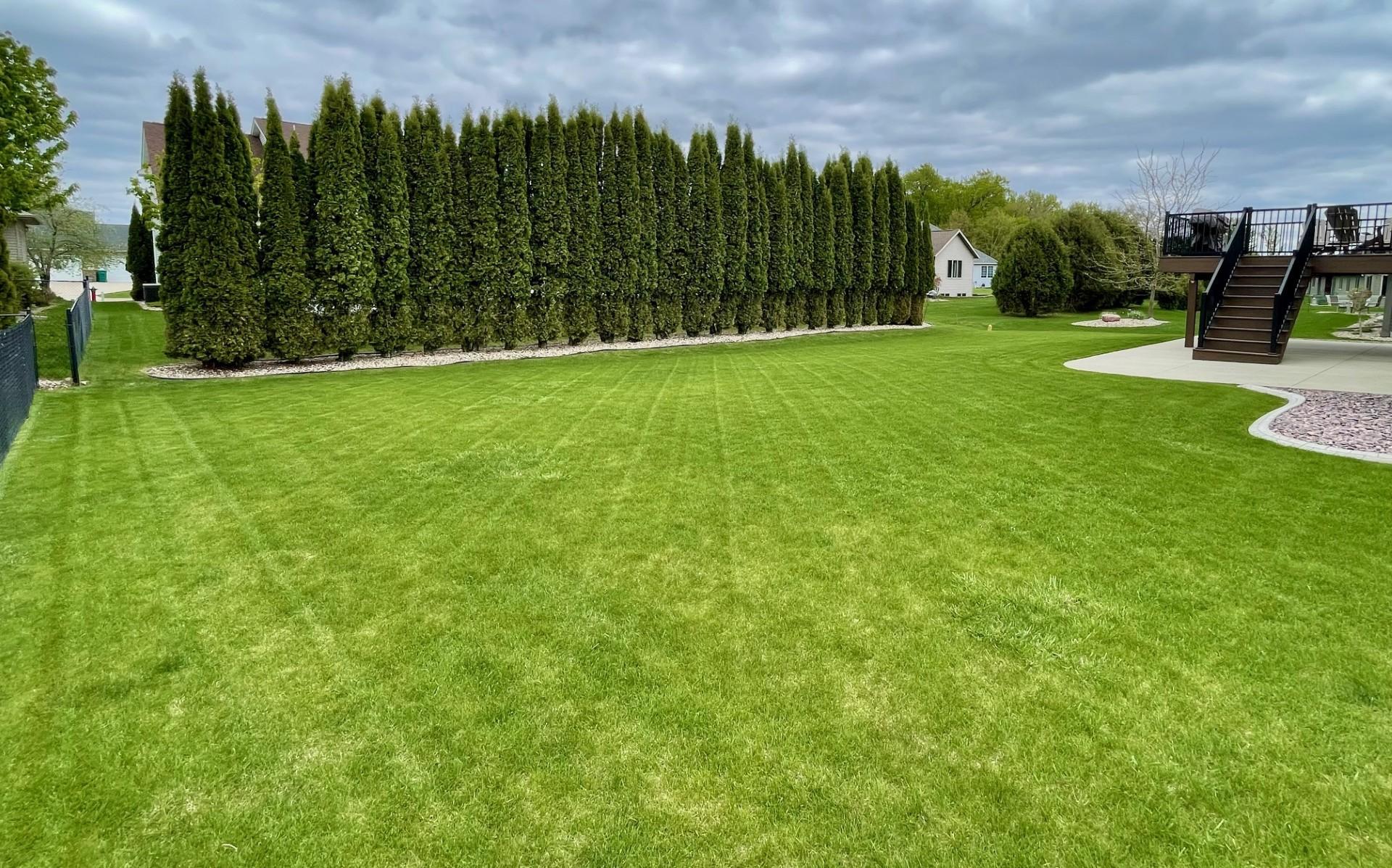 Large yard with lawn sprinkler system