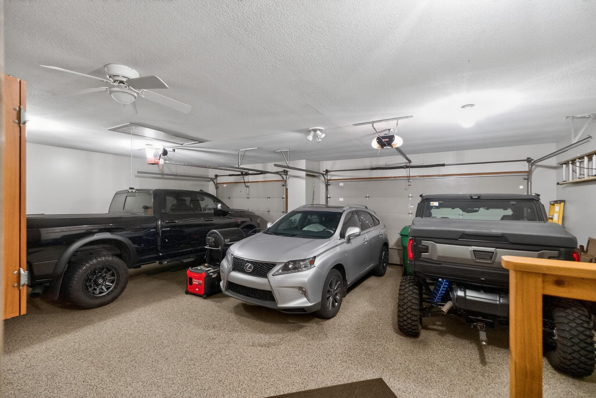 Finished, heated garage