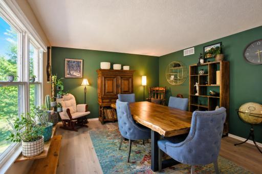 The dining room faces the front of the house.
