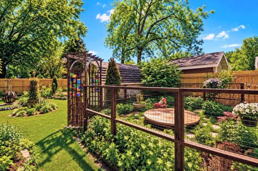 An enclosed portion of ornamental garden.