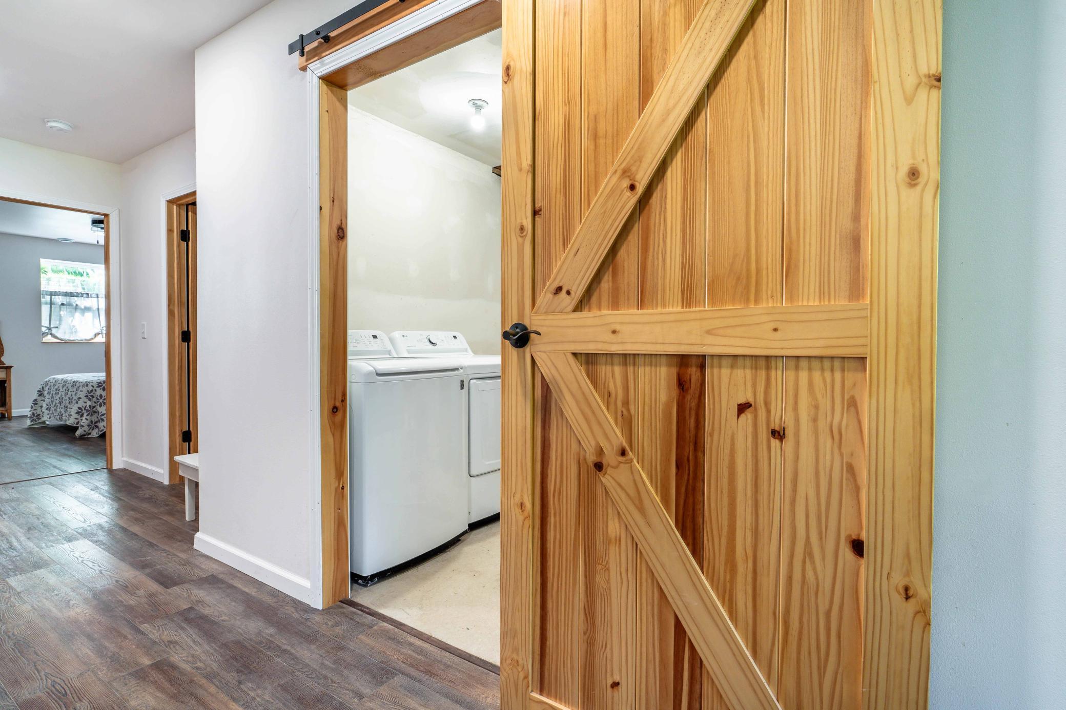 Barn door to laundry