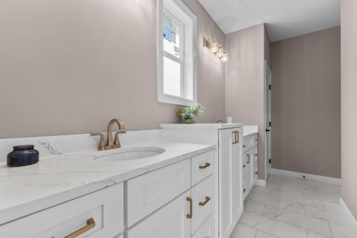 Primary Bathroom - Custom Amish - Built Double Vanity