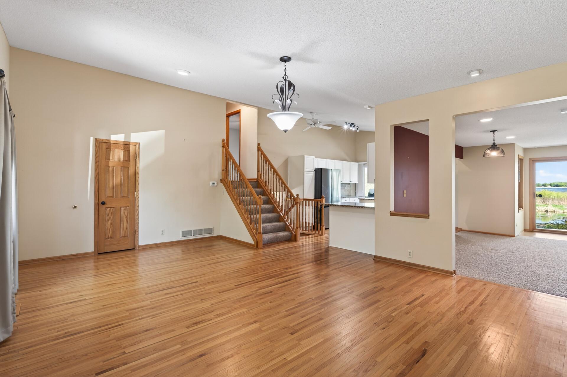 Formal dining looks out the front of the home and connects seamlessly to the kitchen.
