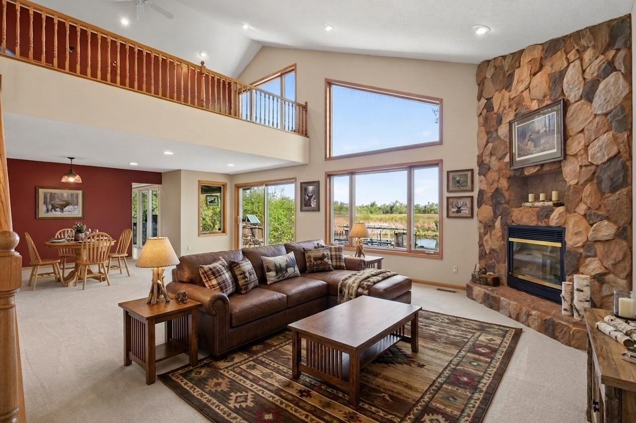 Virtually staged great room.