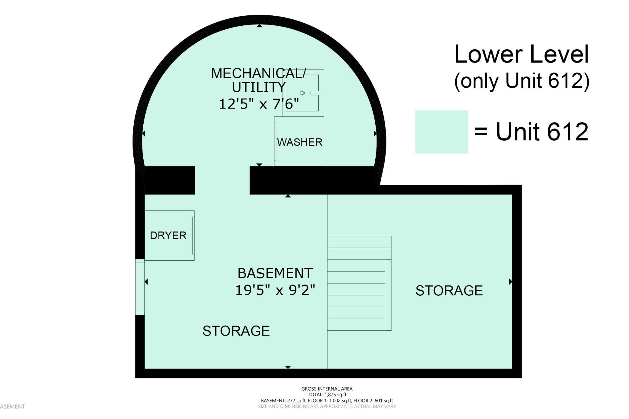 Lower Level Floor Plan - Unit 612 Only