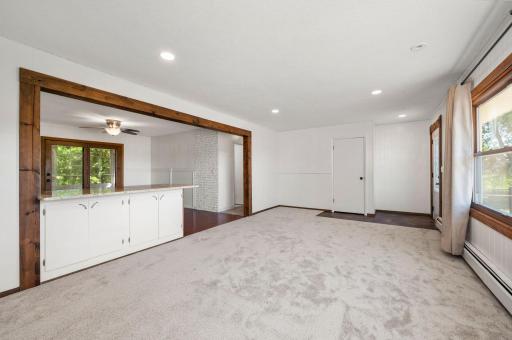 View from Living Room into the Dining Room and Kitchen