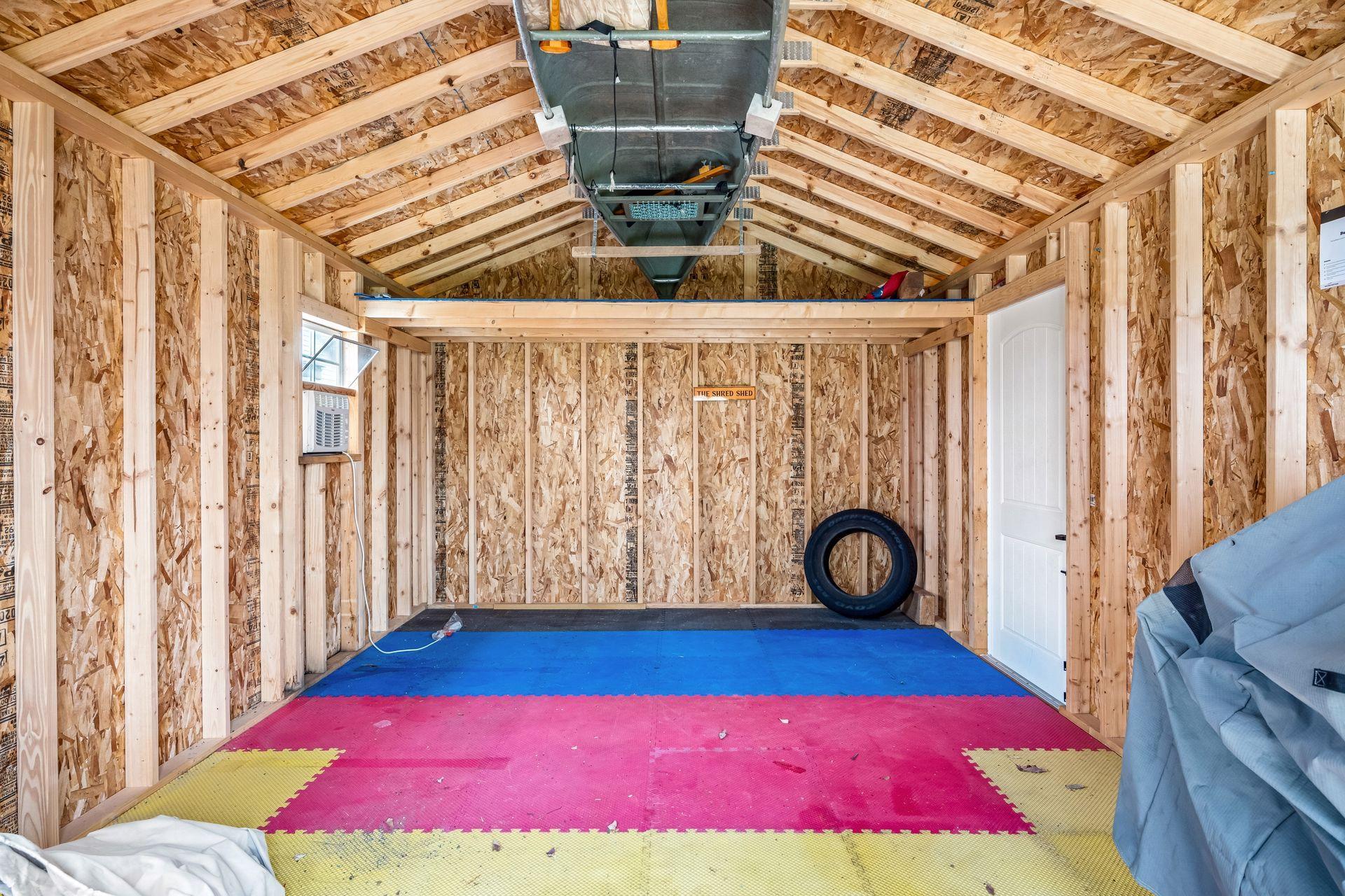 Interior of custom built shed.