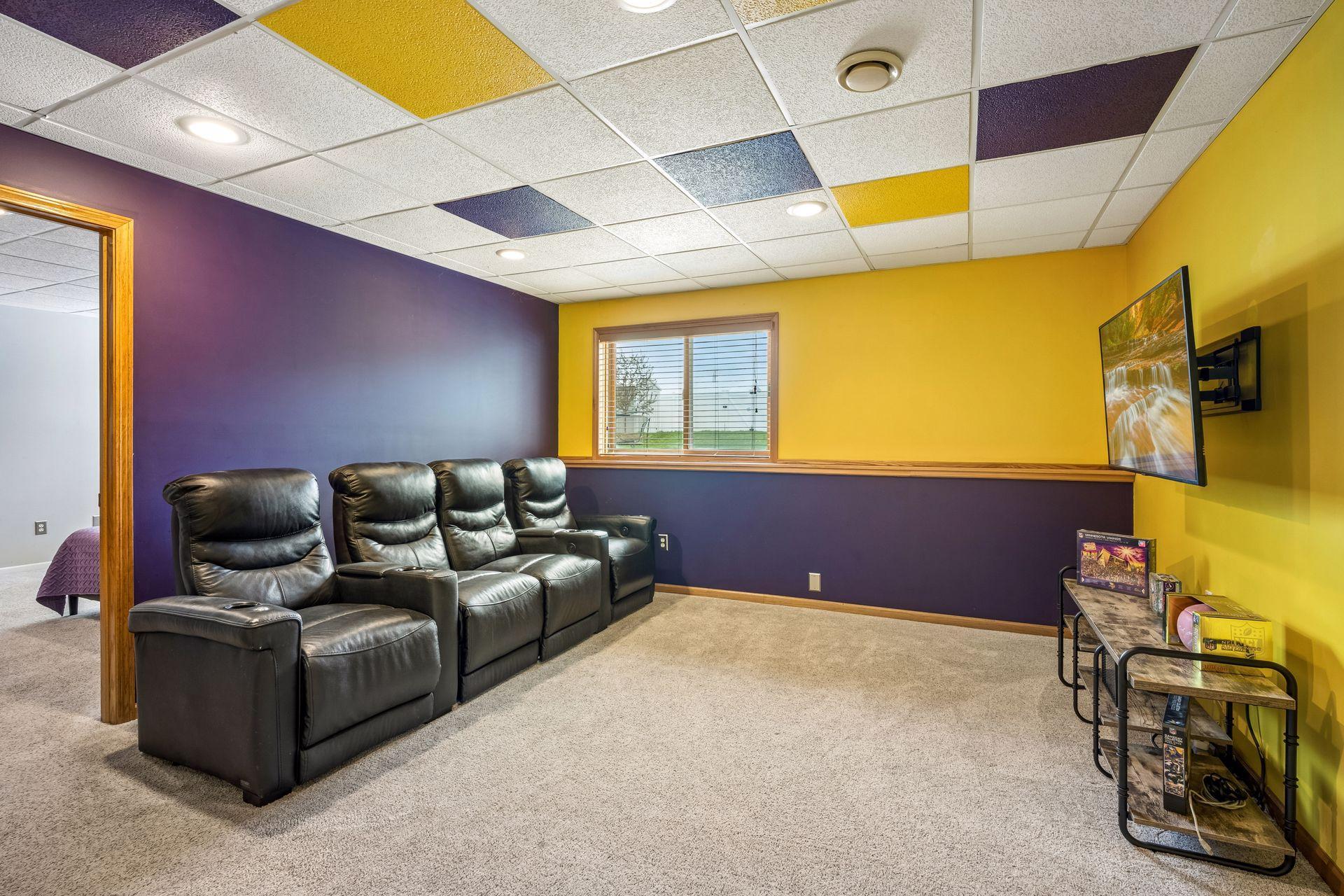Family room is ready for game day.