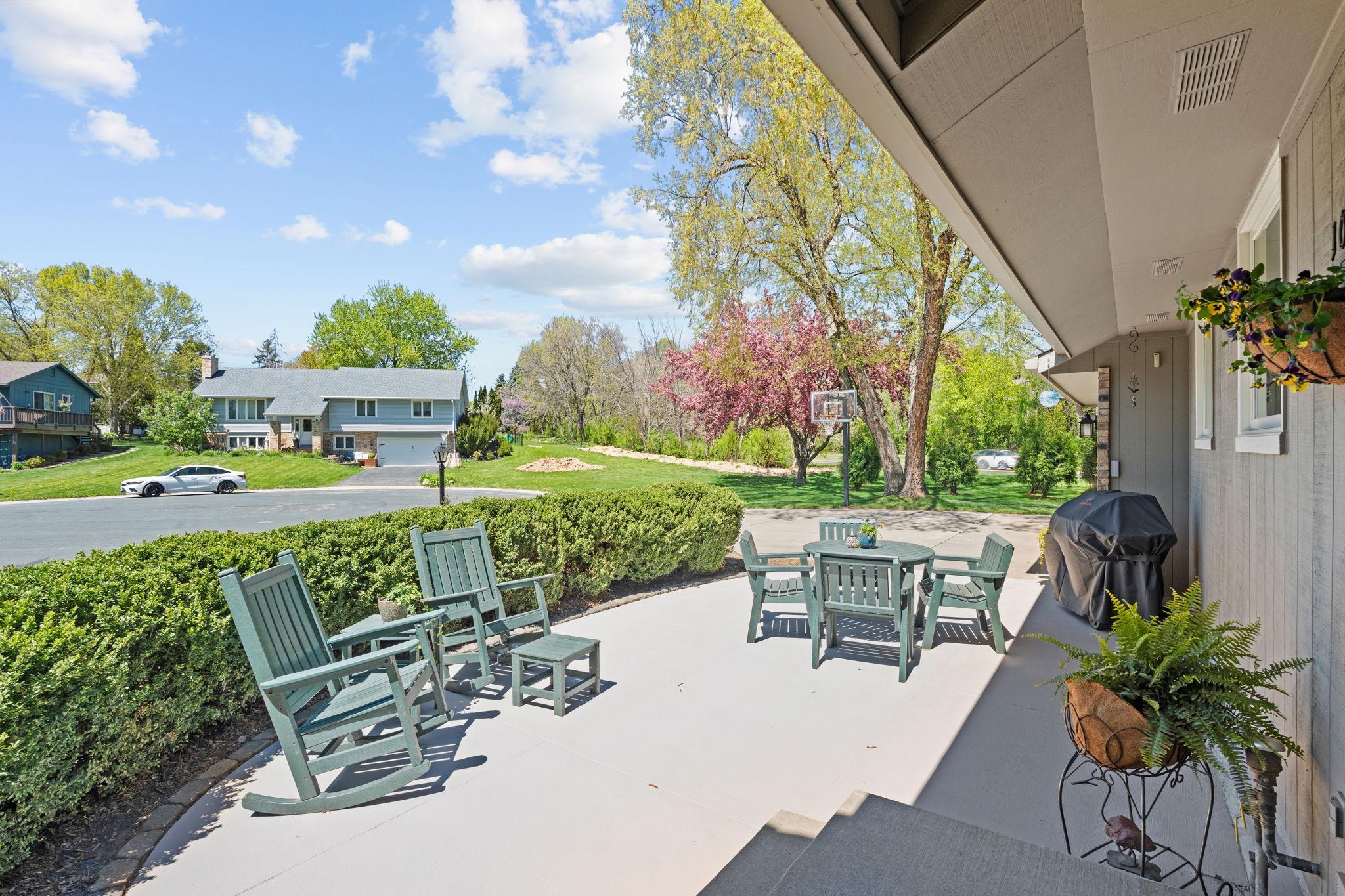 Additional view of the welcoming front patio.