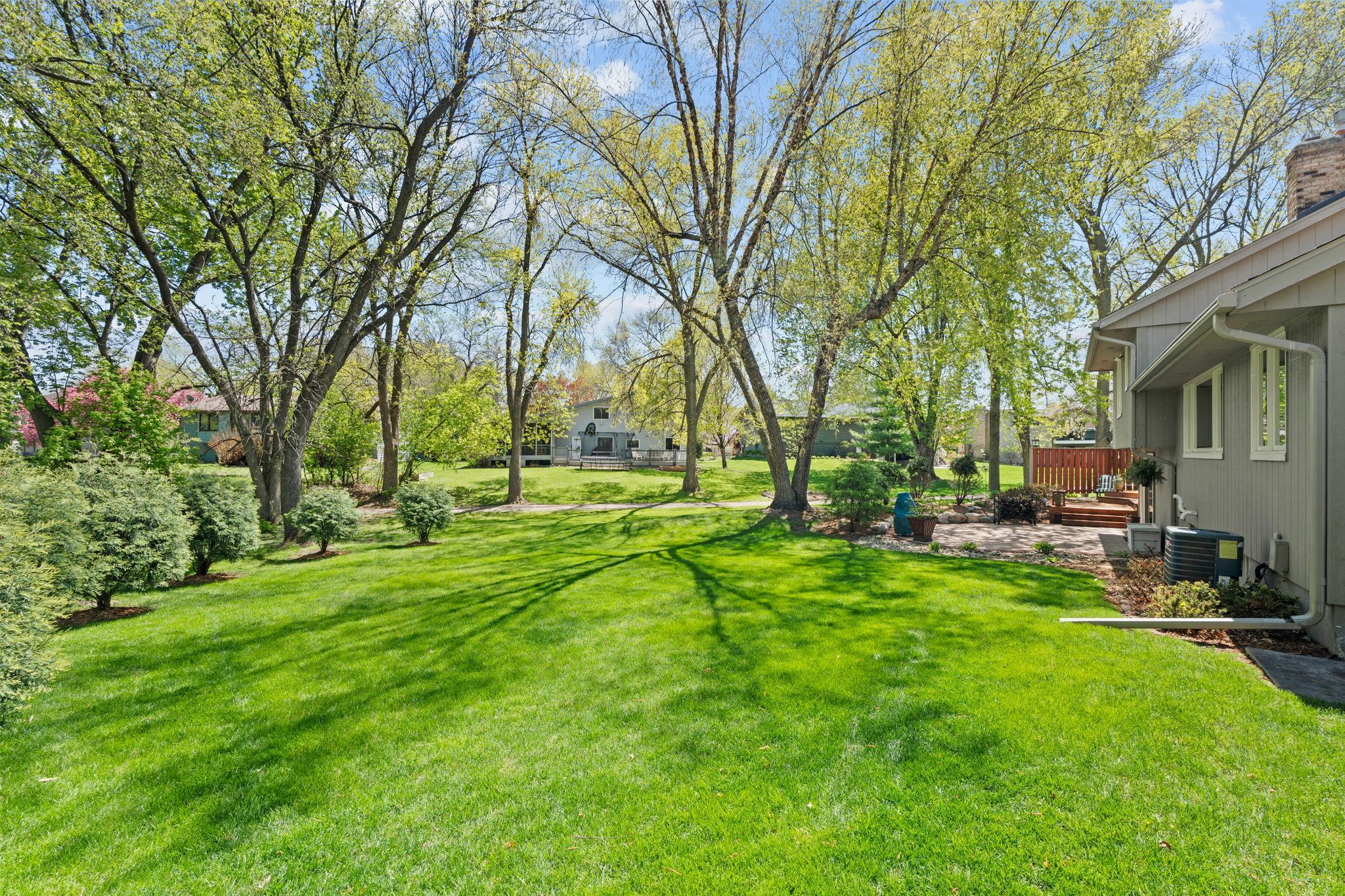Back outside, you'll find green space to play in the backyard.