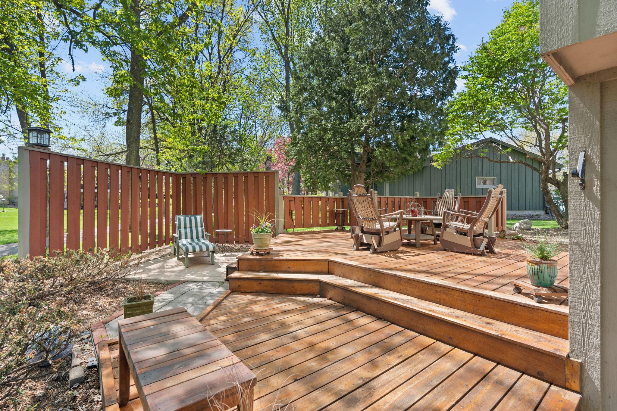 The deck! Enjoy relaxing on Summer evenings here - bonus 240v outlet available for a future hot tub!