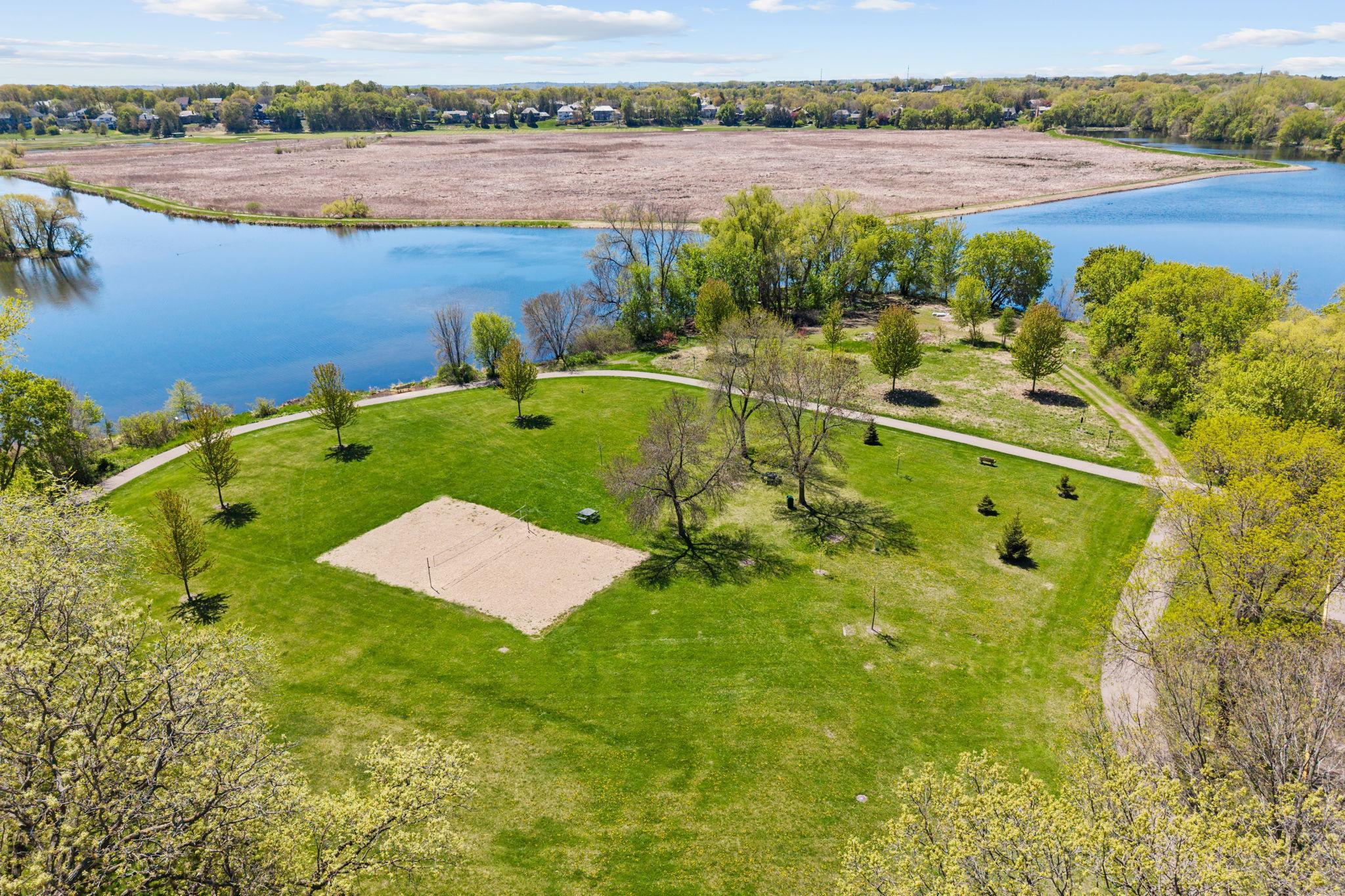 Aerial of Volleyball court area