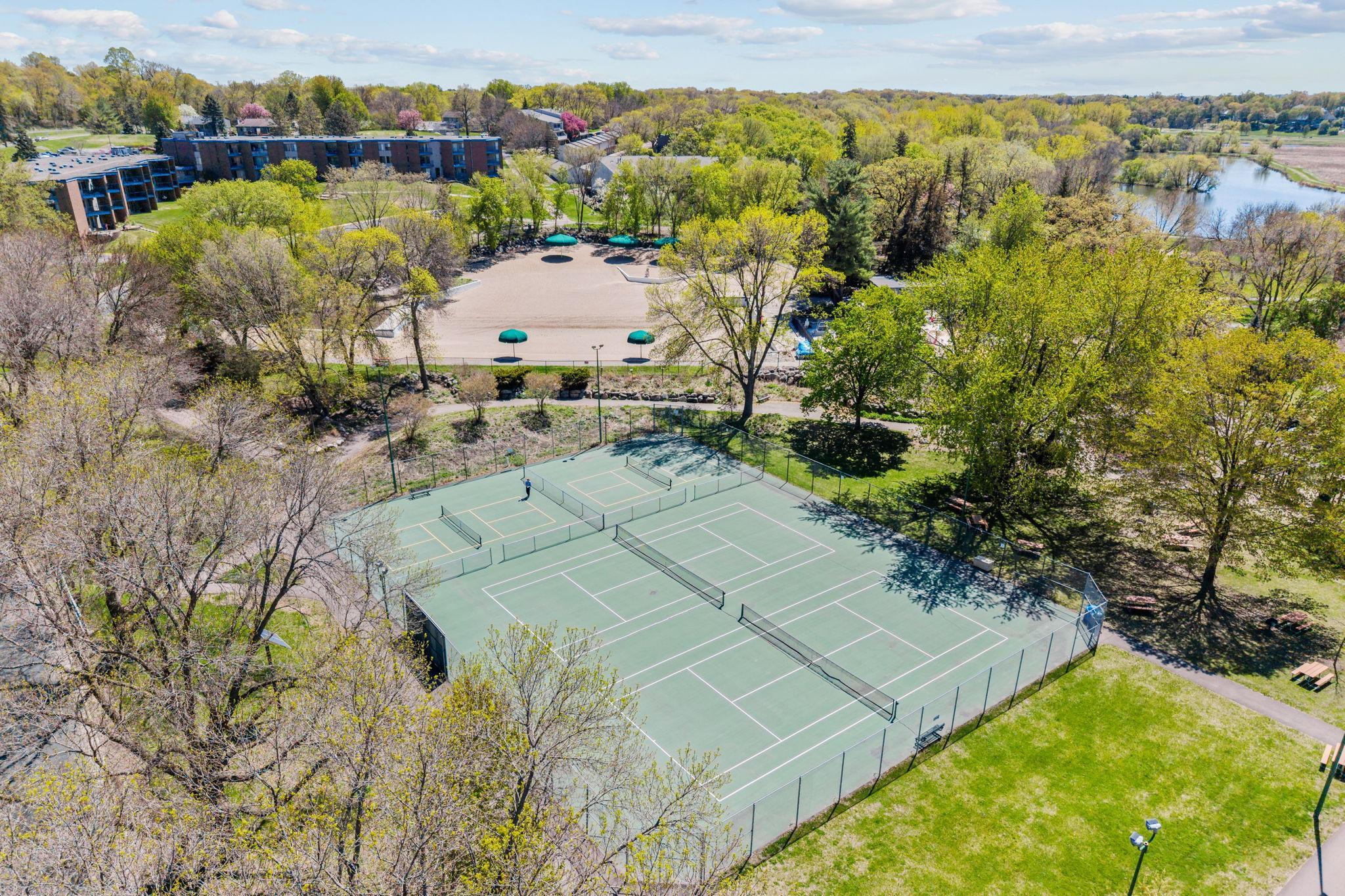 Aerial view of the Tennis Courts and Pool