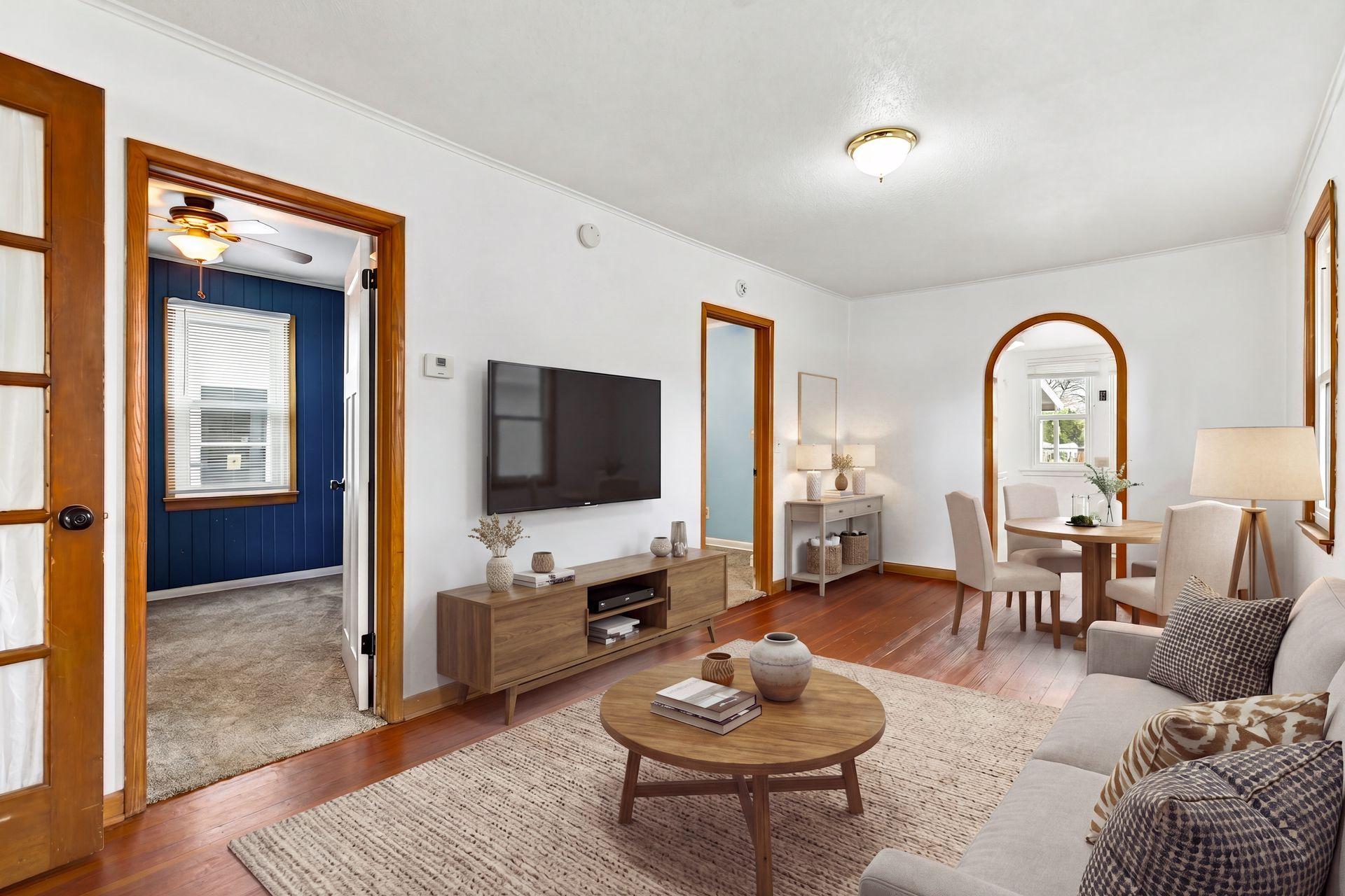 Living room/dining room with virtual staging