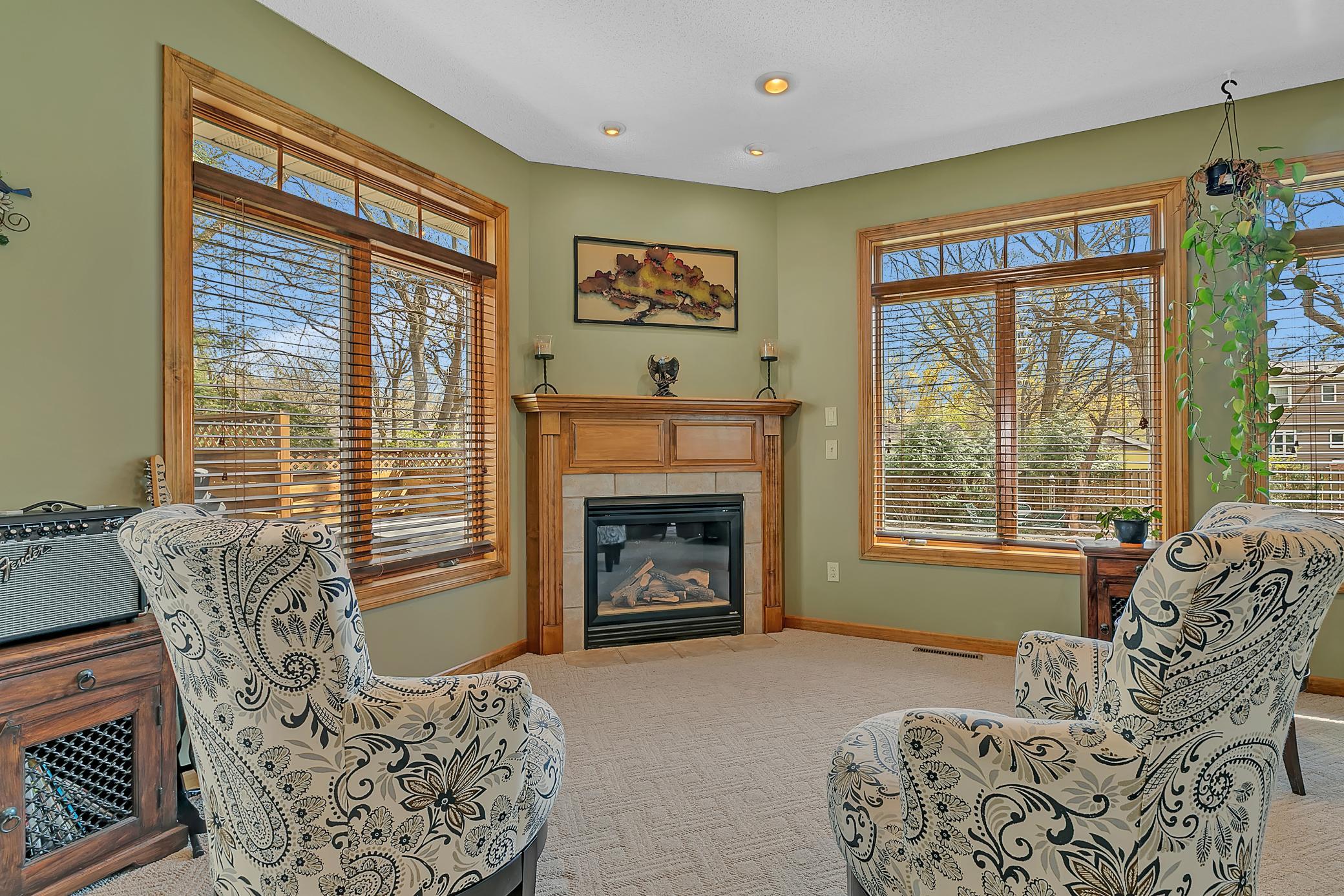 Cozy family room fireplace