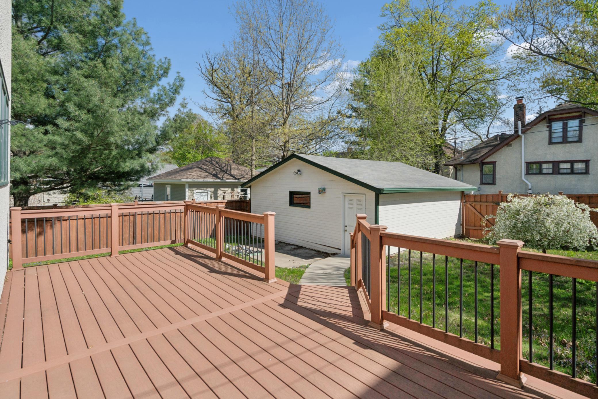 Deck looking to 2 car Garage