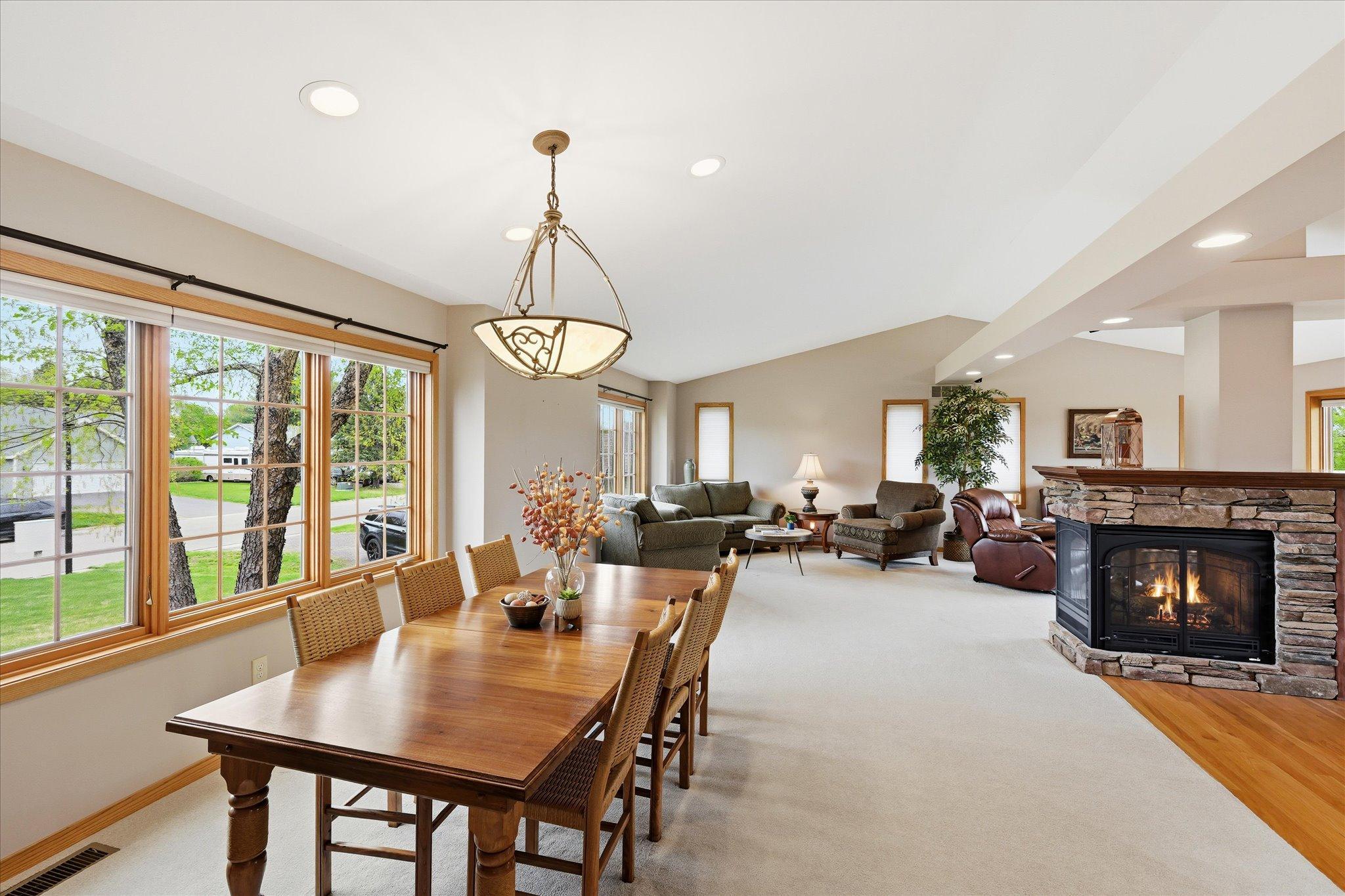 This great room layout has so much flexibility. This dining area has ample space for large furniture.
