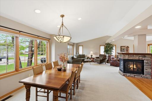 This great room layout has so much flexibility. This dining area has ample space for large furniture.