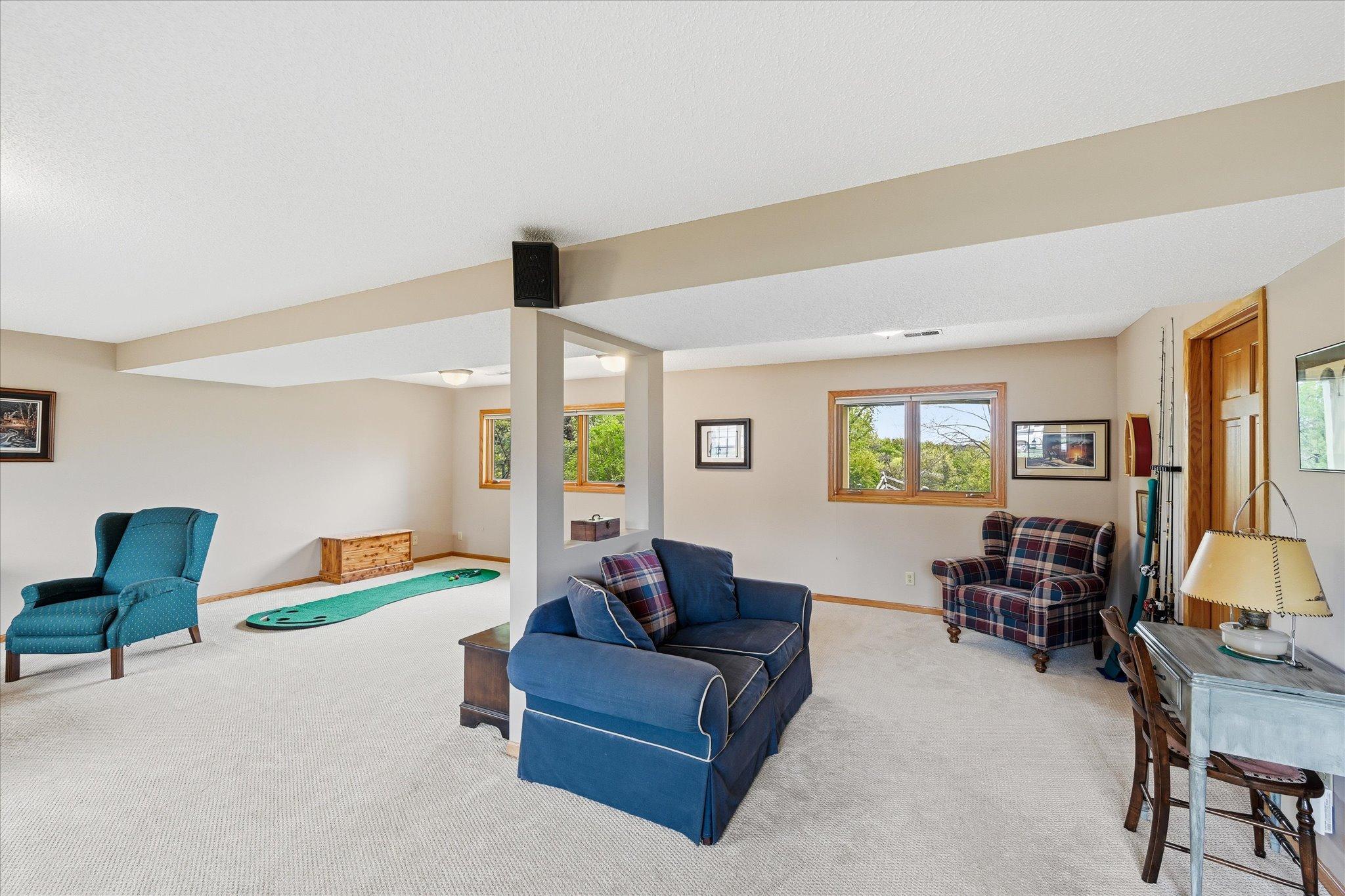 Beautiful views of the yard and river valley from the lower level as well.