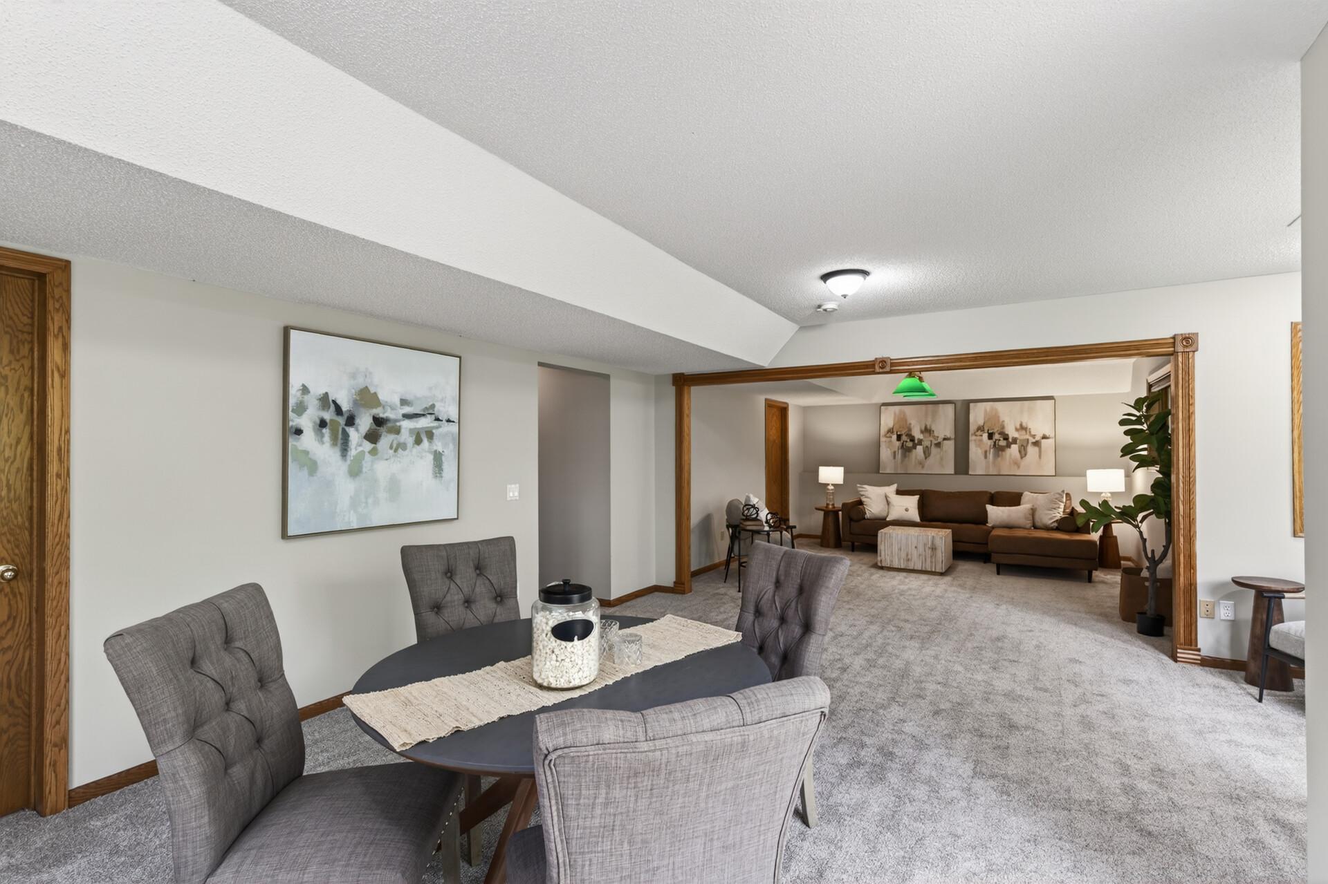 The lower level is spacious and the extra sitting room could be converted to a bedroom