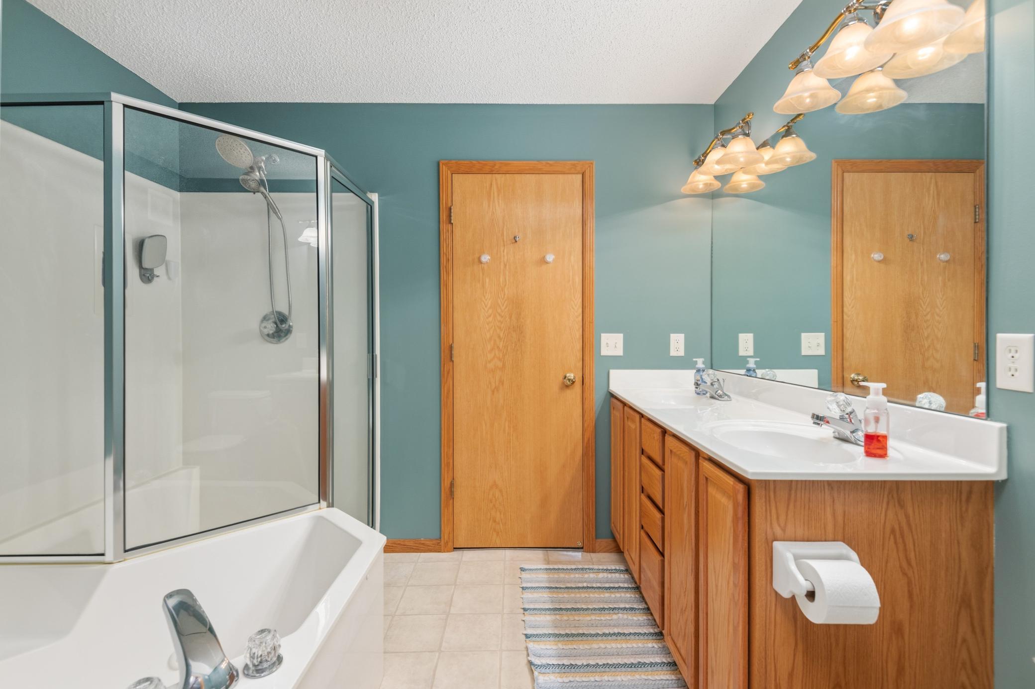 Double vanity with separate tub and shower!